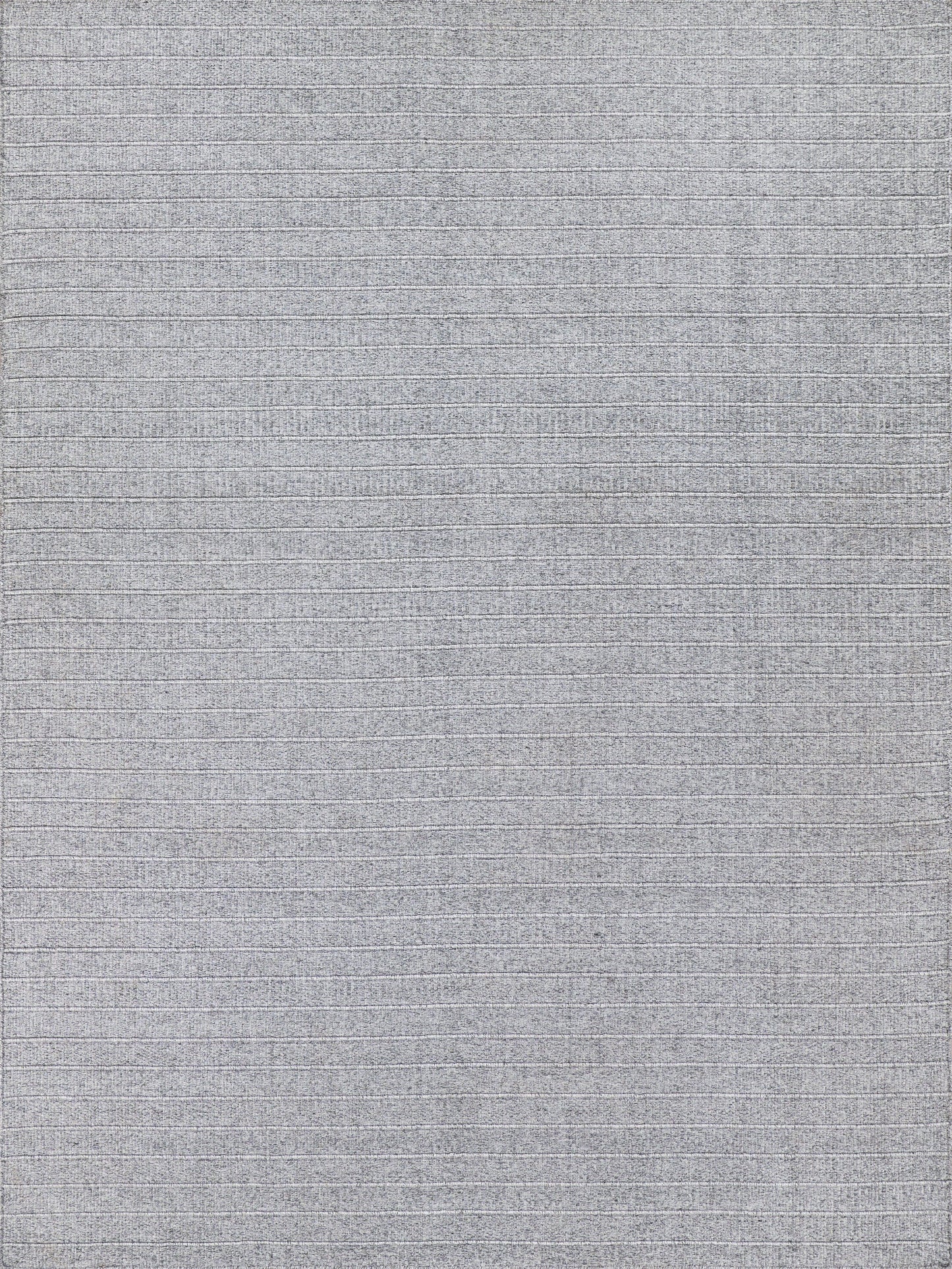 Light gray linen-texture indoor/outdoor flat-weave rug with subtle horizontal weave lines.