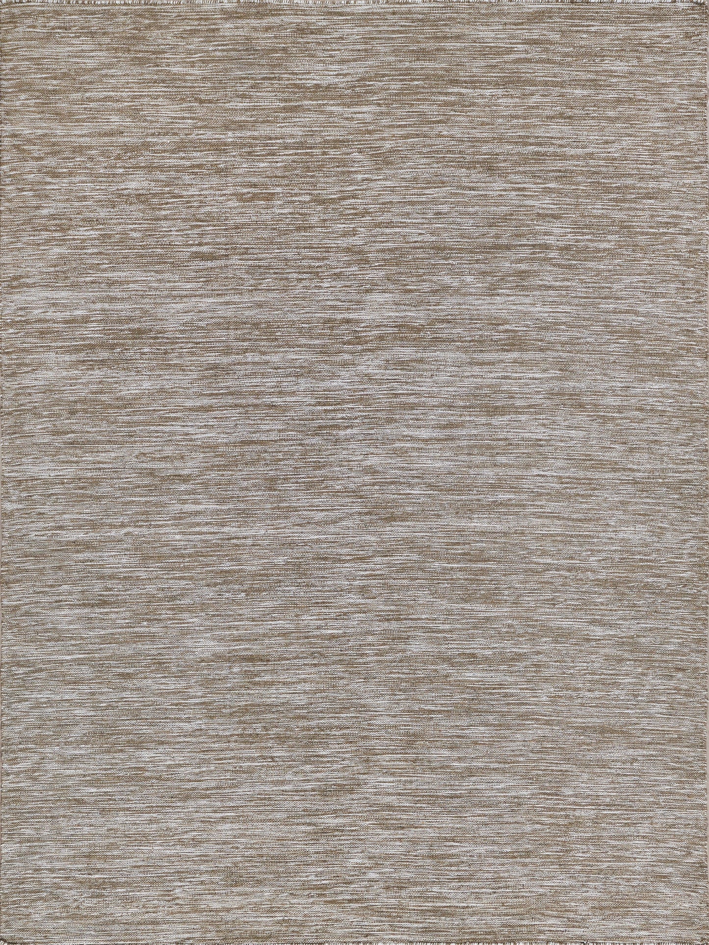 Beige-taupe textured woven rug with a subtle marled pattern; rectangular indoor/outdoor flat-weave rug.