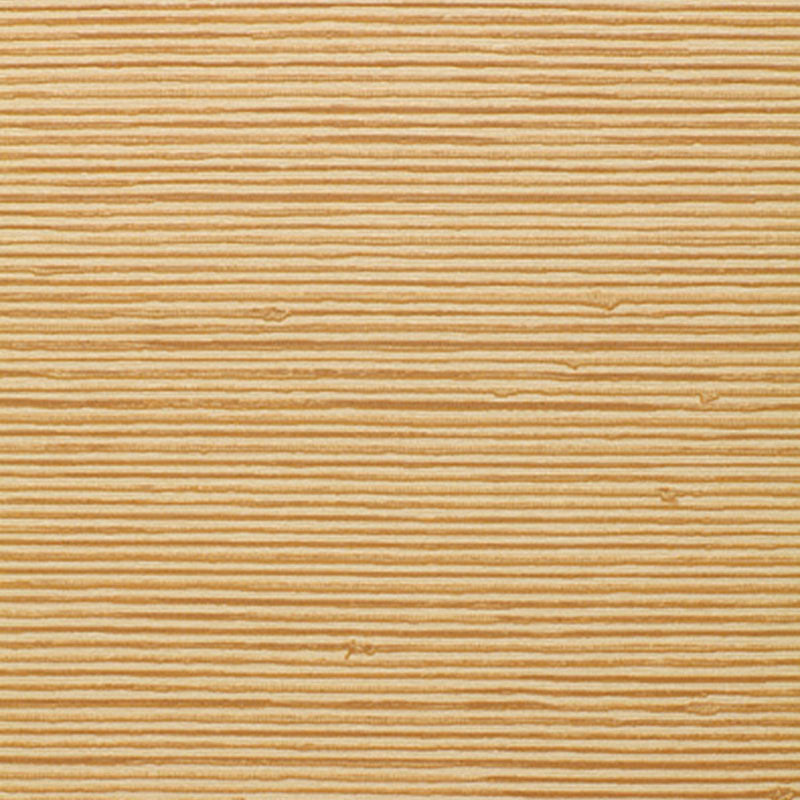 Close-up of light-brown textured wallpaper with parallel horizontal grooves and natural grain.
