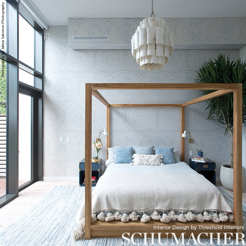 SCHUMACHER WALLCOVERING CELERIE KEMBLE II FEATHER BLOOM SISAL TWO BLUES - 5006071