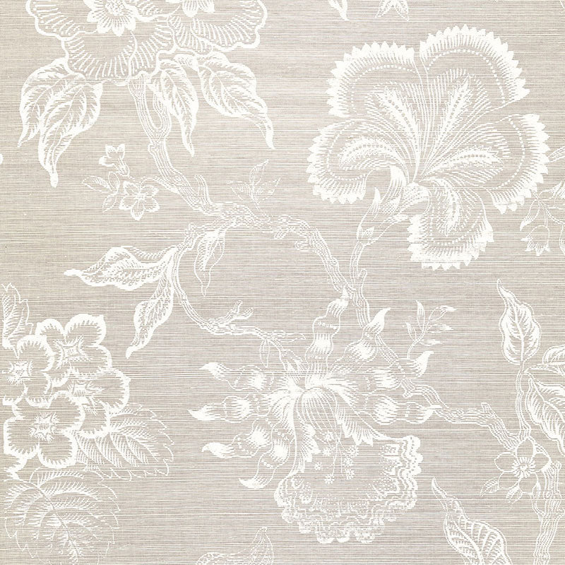 SCHUMACHER WALLCOVERING NATURAL ACCENTS HOTHOUSE FLOWERS SISAL FOG & CHALK - 5006090