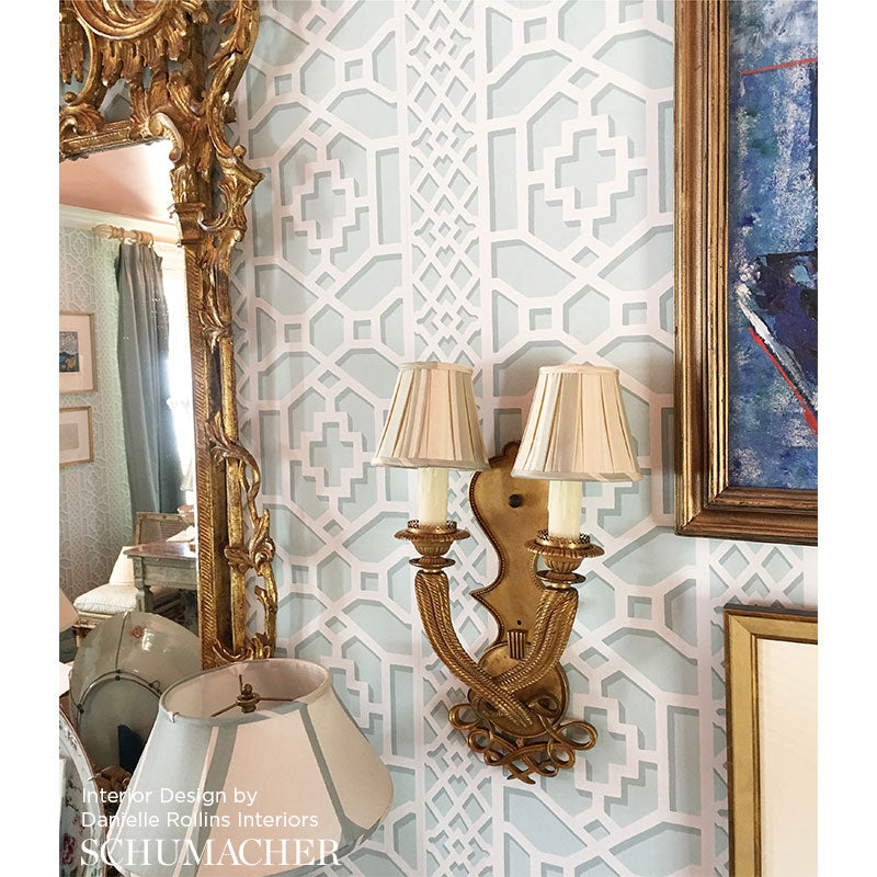 SCHUMACHER WALLCOVERING PRINT HAPPY ZANZIBAR TRELLIS WINTER MINT - 5006942