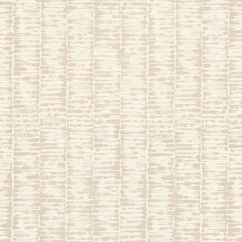 Beige textured wallpaper with vertical brush-stroke stripes and a soft, woven pattern.