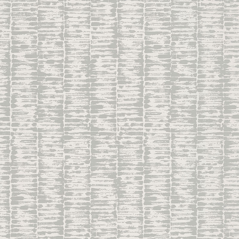Grey and ivory textured pattern with irregular vertical brush stripes, linen-style upholstery fabric.