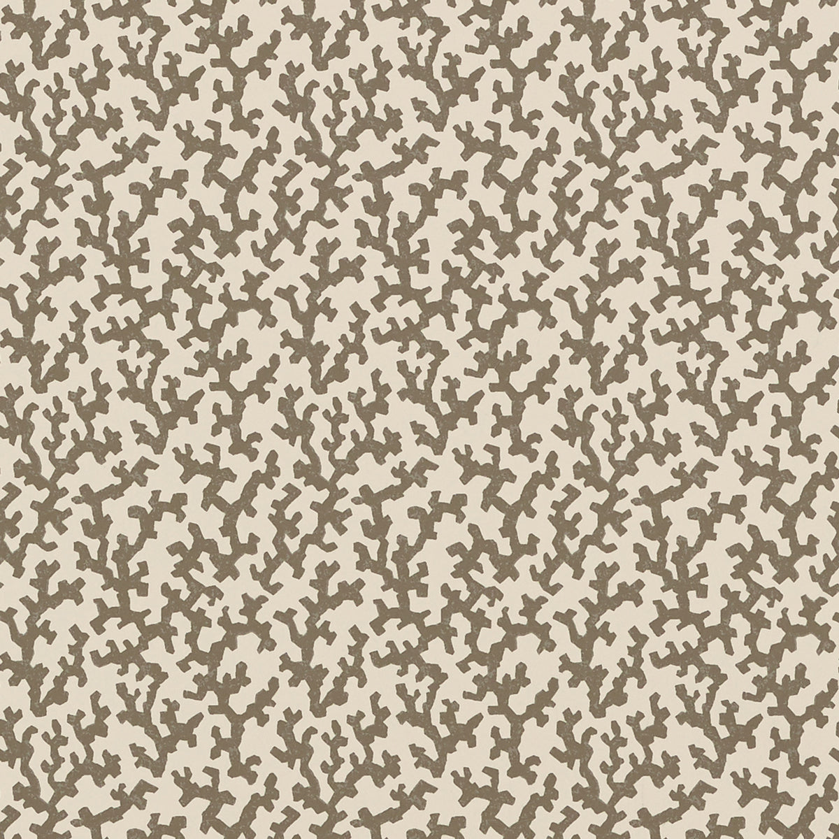 Beige fabric with a brown coral-like branching pattern; organic seamless Berber brown design suitable for upholstery.
