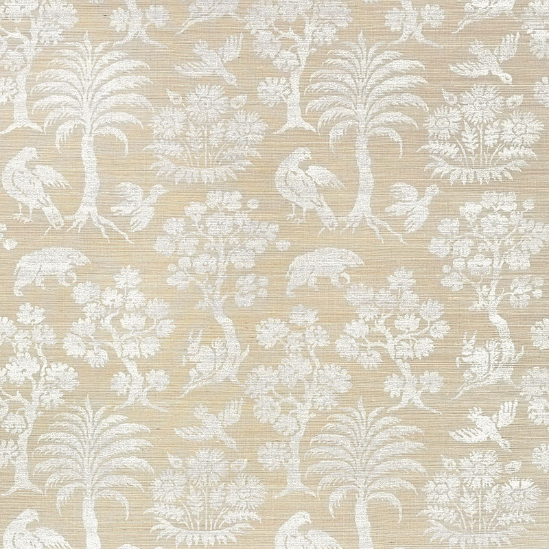 SCHUMACHER WALLCOVERING SHANGRI-LA WOODLAND SILHOUETTE SISAL FOG - 500 ...