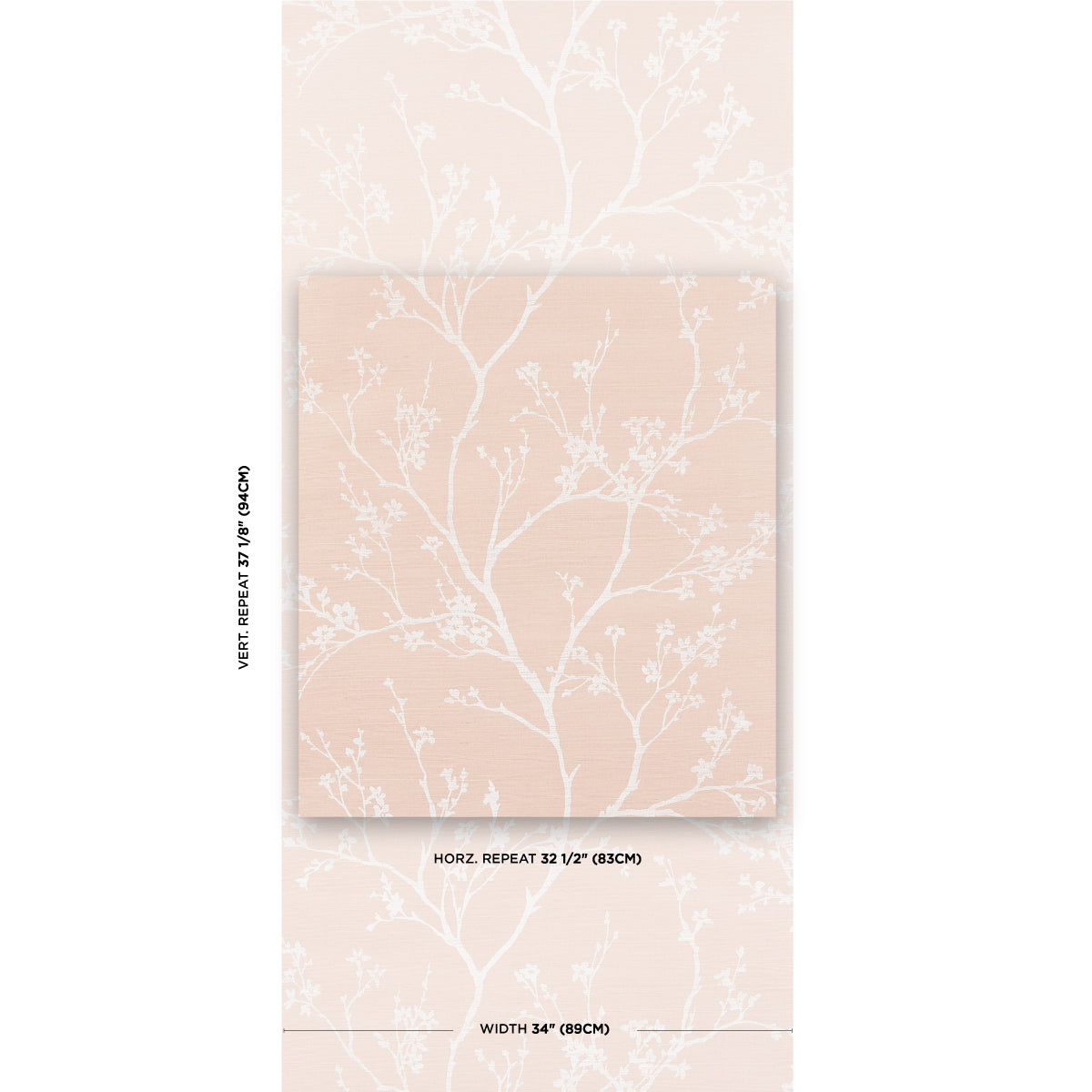 Peach-colored notebook with white botanical tree-branch pattern, shown in a matching decorative sleeve.
