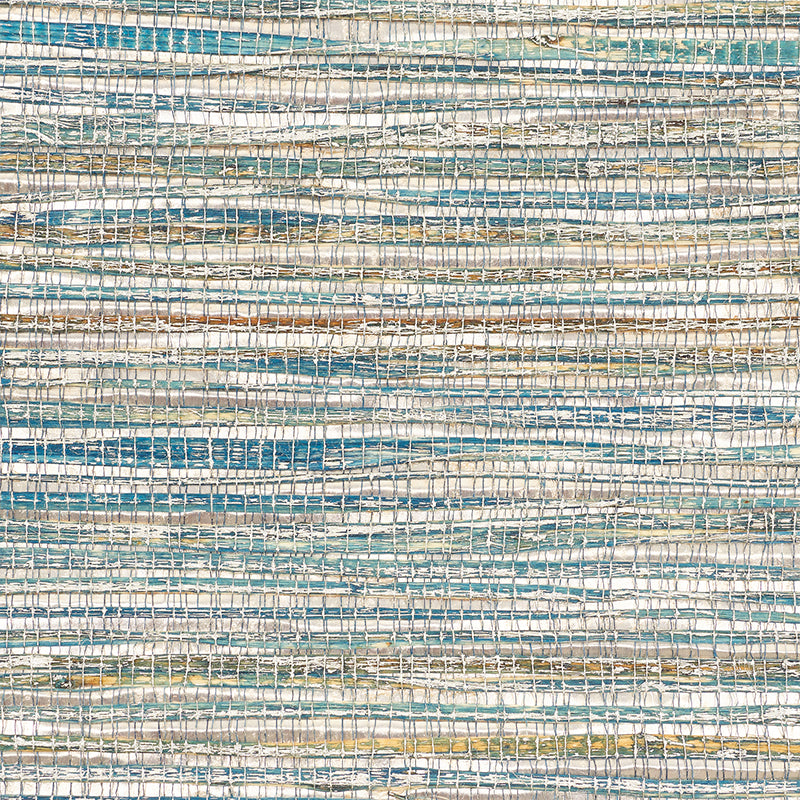 SCHUMACHER WALLCOVERING DOWN TO EARTH TEXTURED WALLCOVERING METALLIZED FLAX PEACOCK - 5010280