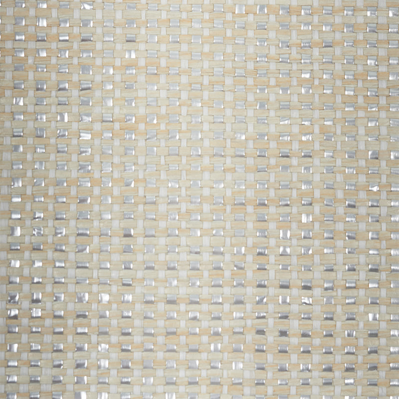 SCHUMACHER DOWN TO EARTH TEXTURED WALLCOVERING METAL PAPERWEAVE IVORY - 5010311
