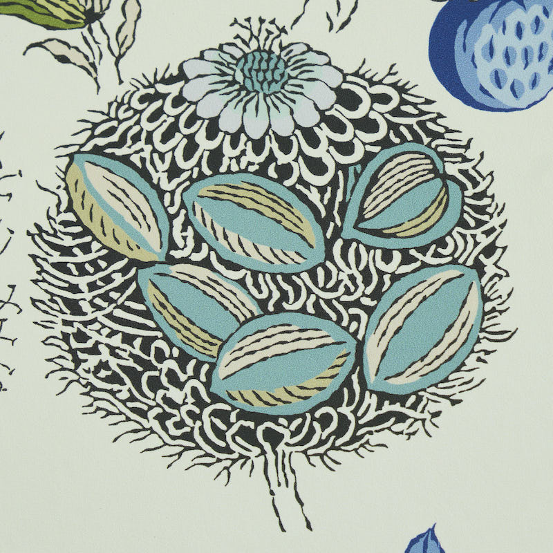 SCHUMACHER WALLCOVERING PERENNIAL FAVORITES ROCA REDONDA BLUE & IVORY - 5011620