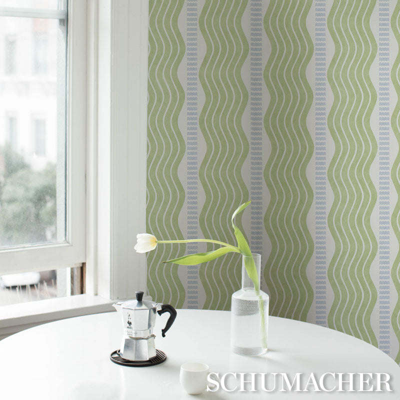 SCHUMACHER WALLCOVERING COPACABANA SINA STRIPE GREEN - 5012120
