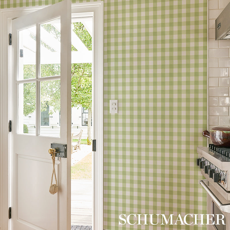 SCHUMACHER PLAID WALLCOVERINGS WILLA CHECK SMALL LEAF - 5012362