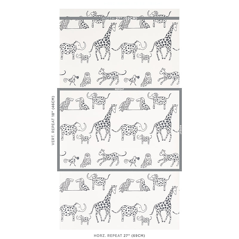 SCHUMACHER WALLCOVERING FLIGHT OF FANCY JUNGLE JUBILEE CHARCOAL - 5012471