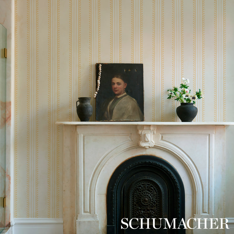SCHUMACHER WALLCOVERING CABANA ETRUSCAN STRIPE IVORY & OCHRE - 5012851