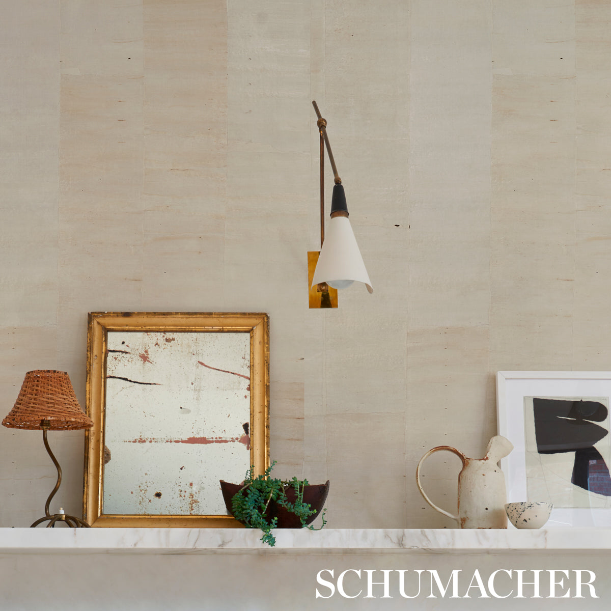 SCHUMACHER WALLCOVERING TEXTURED WALLCOVER & GRASSCLOTH SANO MOSAIC White - 5012950