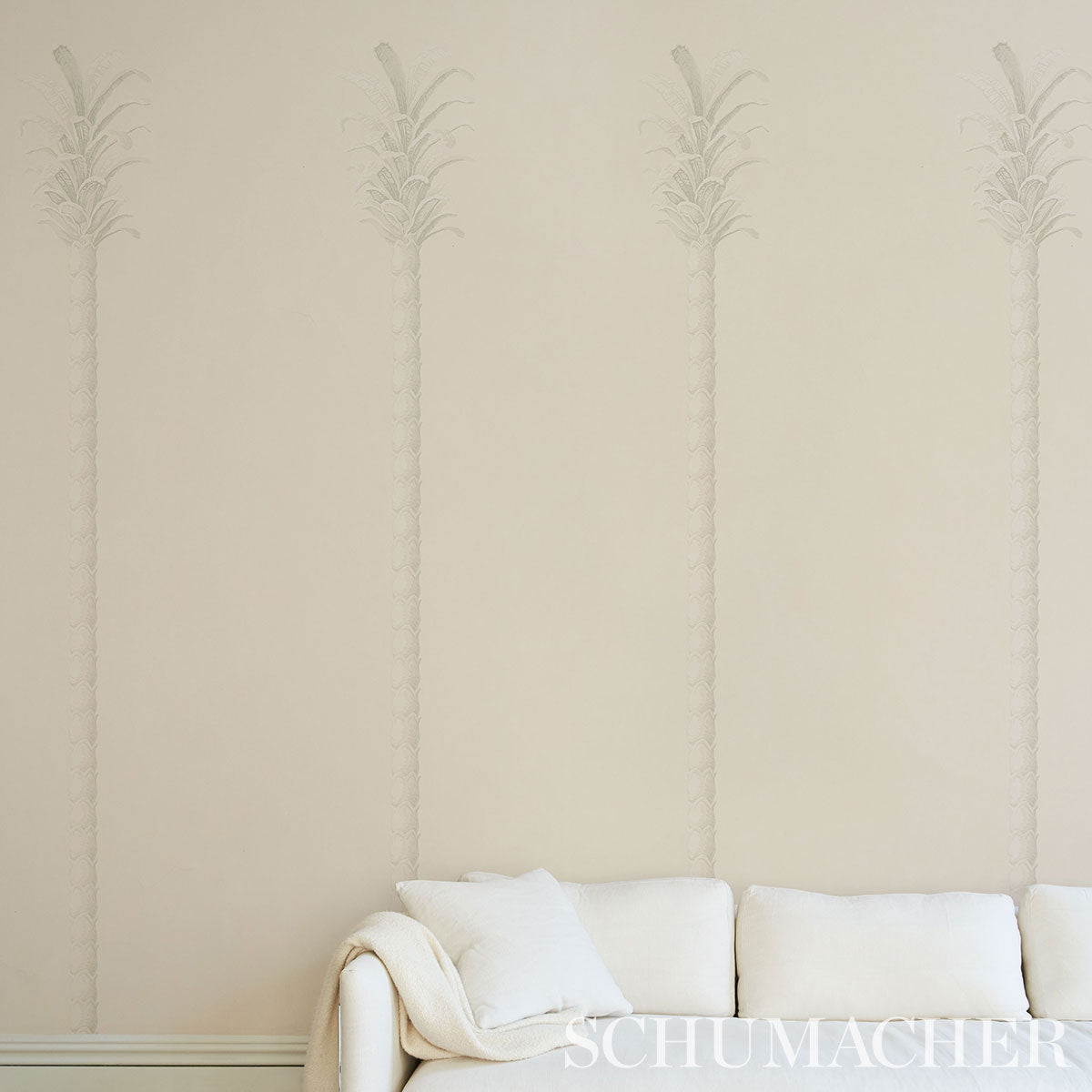 White and ivory palm-pattern wall panel.