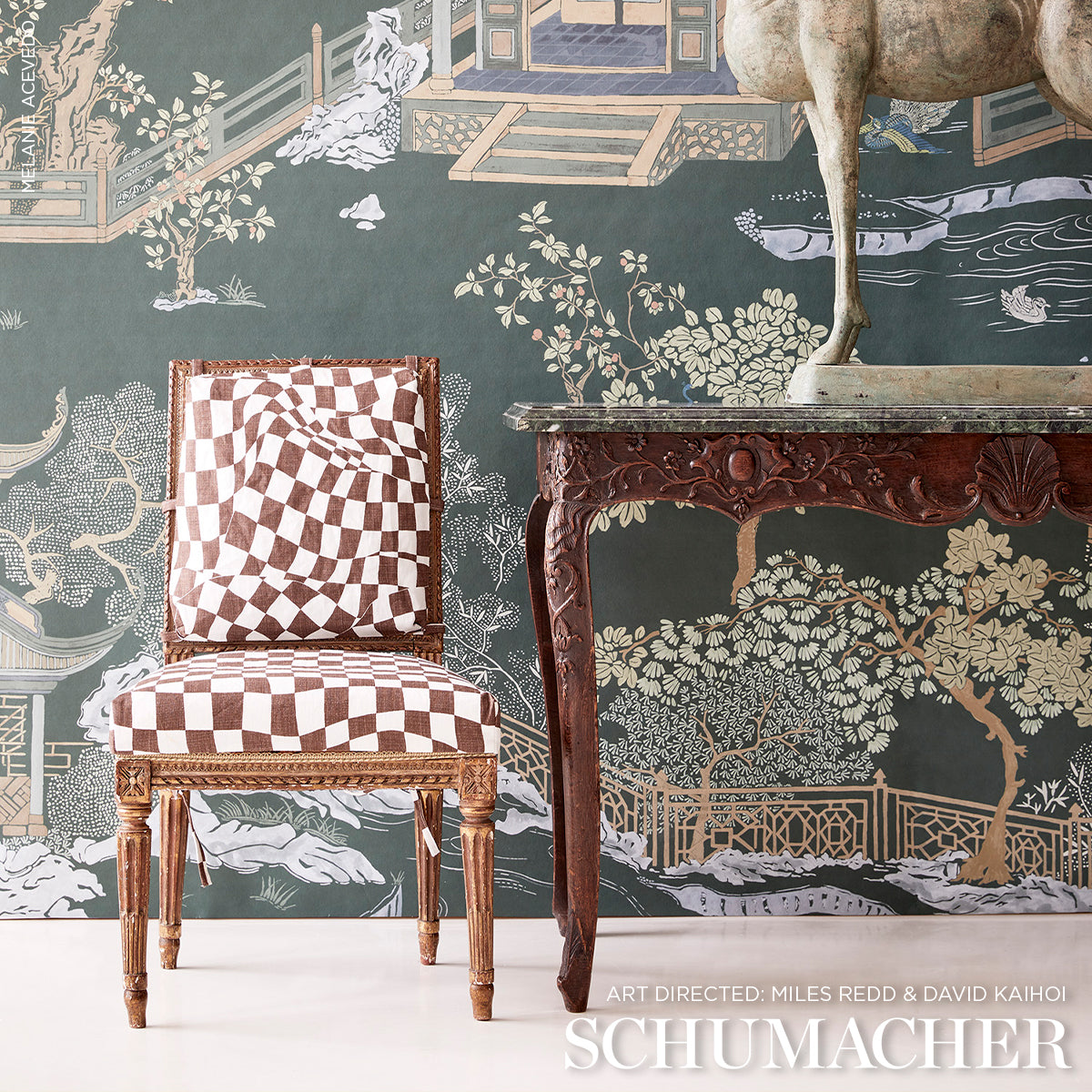 SCHUMACHER PANELS COLLECTION COROMANDEL PANEL SET MIDNIGHT GREEN - 5014162