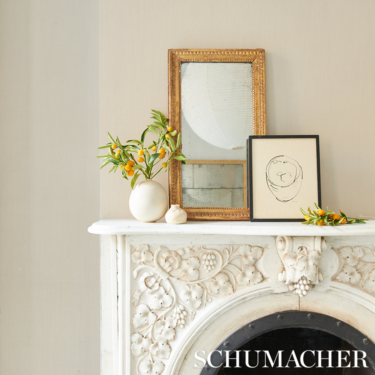 SCHUMACHER PATTERSON FLYNN PERFORMANCE LINEN WALLCOVERING OYSTER - 5014522