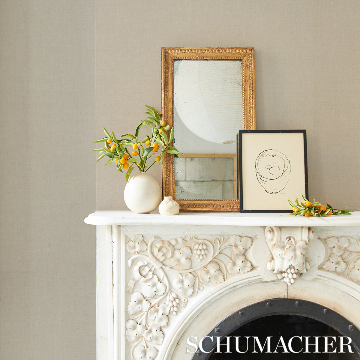SCHUMACHER PATTERSON FLYNN PERFORMANCE LINEN WALLCOVERING PARCHMENT - 5014523