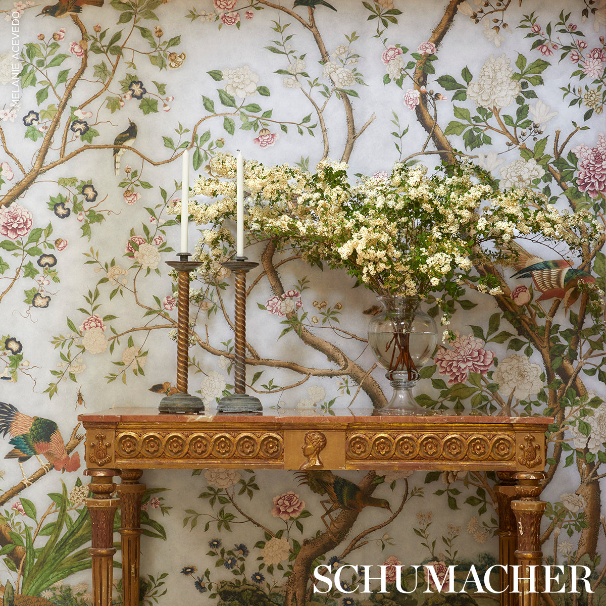 SCHUMACHER WALLCOVERING MARY MCDONALD LES OISEAUX PANEL SET SKY - 5015150