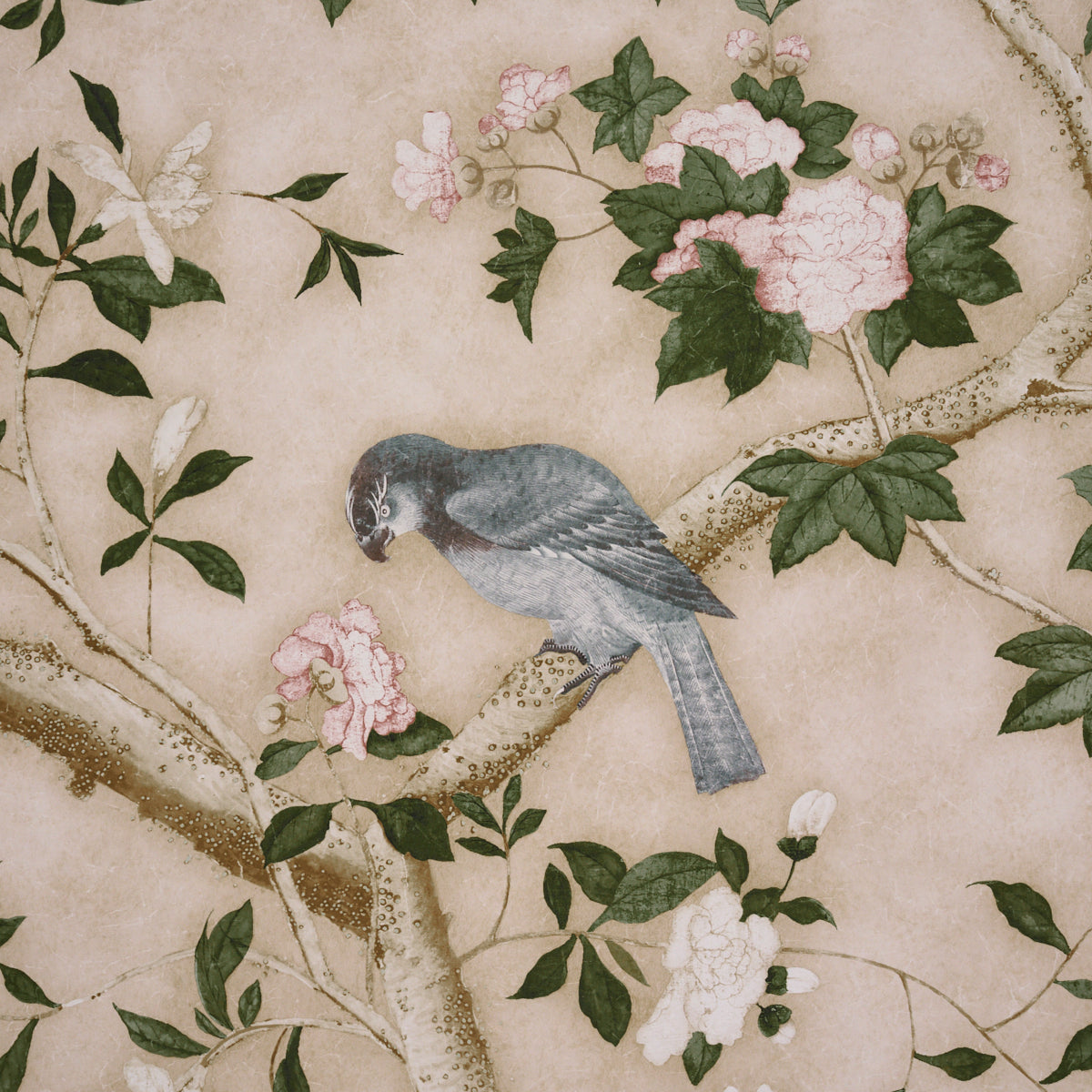 SCHUMACHER WALLCOVERING PERENNIAL FAVORITES LES OISEAUX PANEL SET PARCHMENT - 5015155