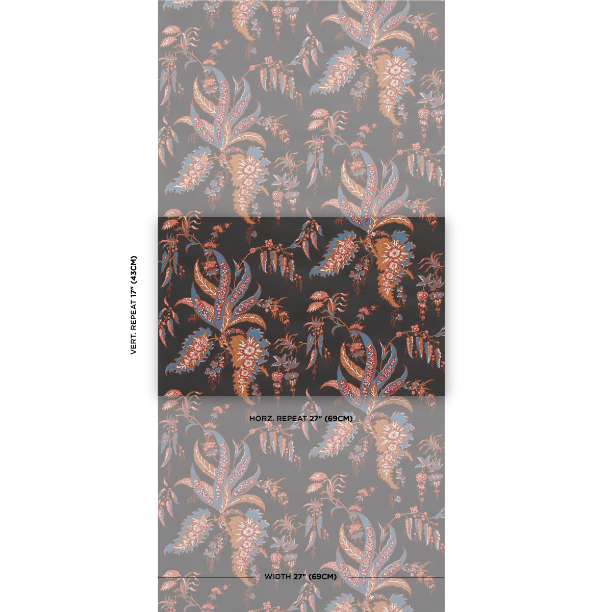 SCHUMACHER WALLCOVERING LE MAX APOLLINE BOTANICAL ROUGE & NOIR - 5015502
