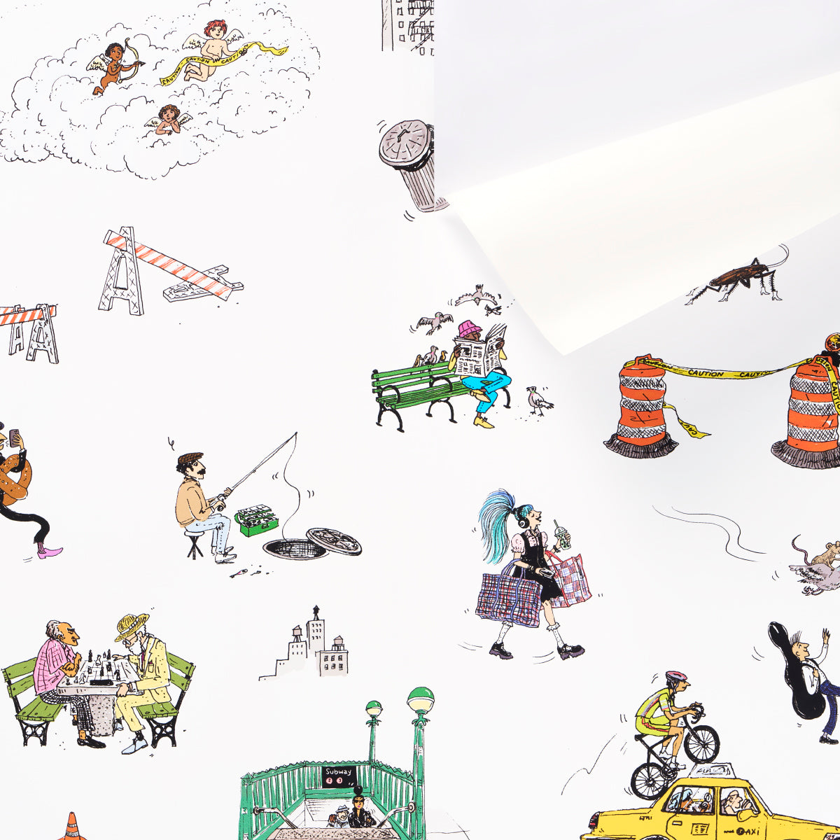 SCHUMACHER WALLCOVERING THE NEW YORKER JOANA AVILLEZ'S STREET SCENES MULTICOLOR ON WHITE - 5016170