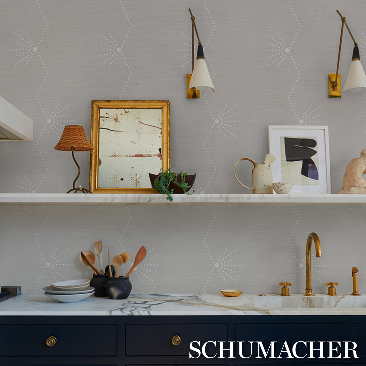 SCHUMACHER TEXTURED & WOVEN WALLCOVERINGS ROY??RE STRIPE SISAL DOVE - 5016720