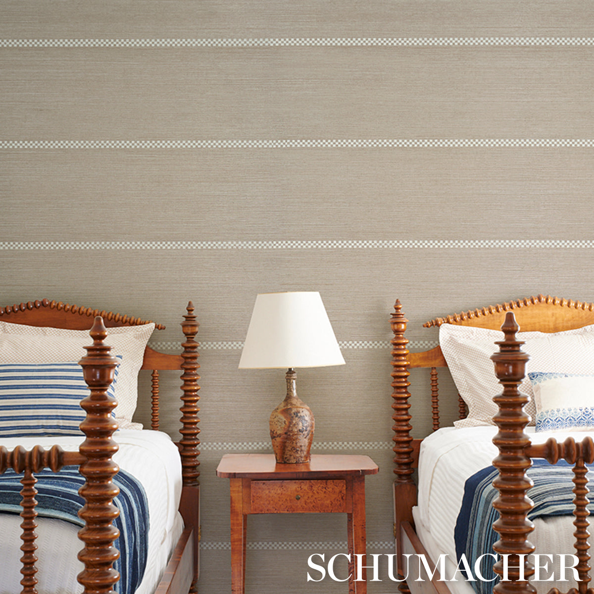 SCHUMACHER PERENNIAL FAVORITES CHECKERED STRIPE SISAL FLAX - 5016750