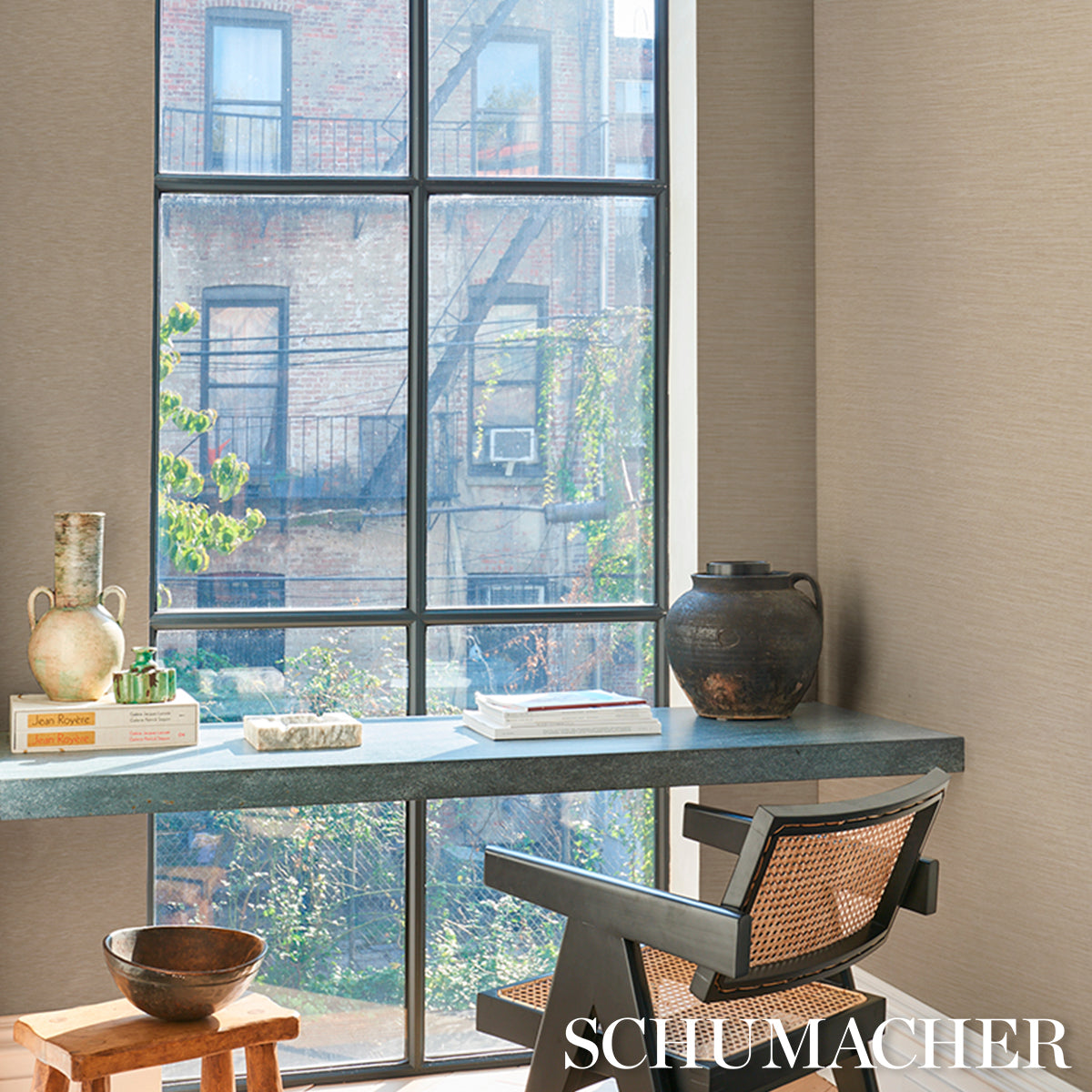 SCHUMACHER SCHUMACHER UTILITY HORIZON GRASSCLOTH VINYL WHEAT - 5017272