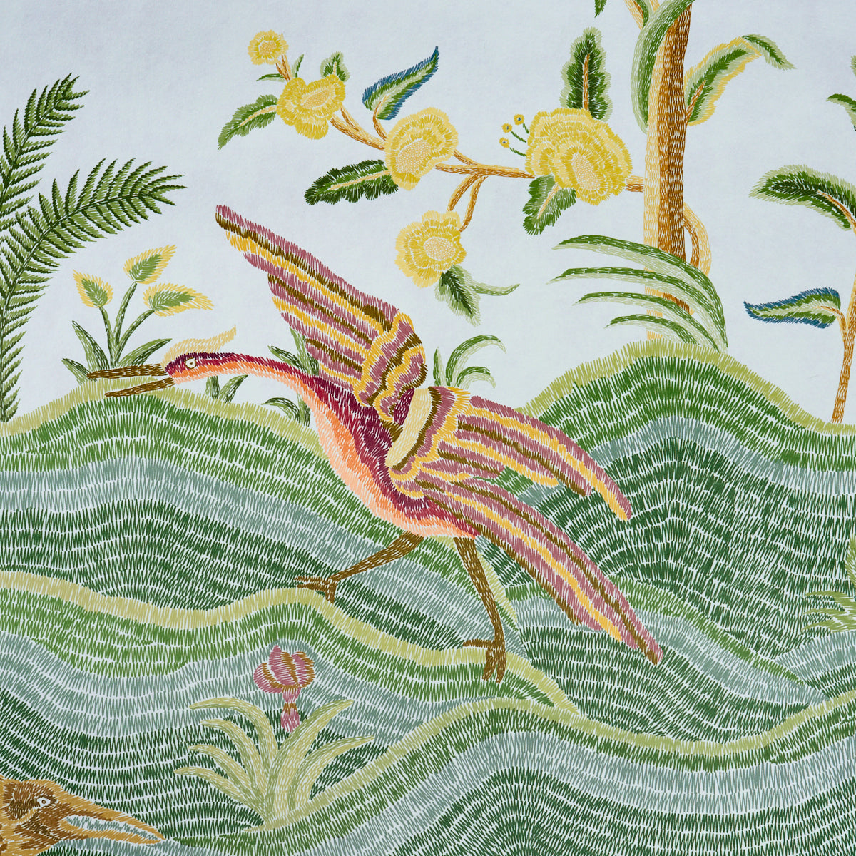 SCHUMACHER WILLIAMSBURG SPOTSWOOD CREWEL 2 PANEL SET SKY - 5017322