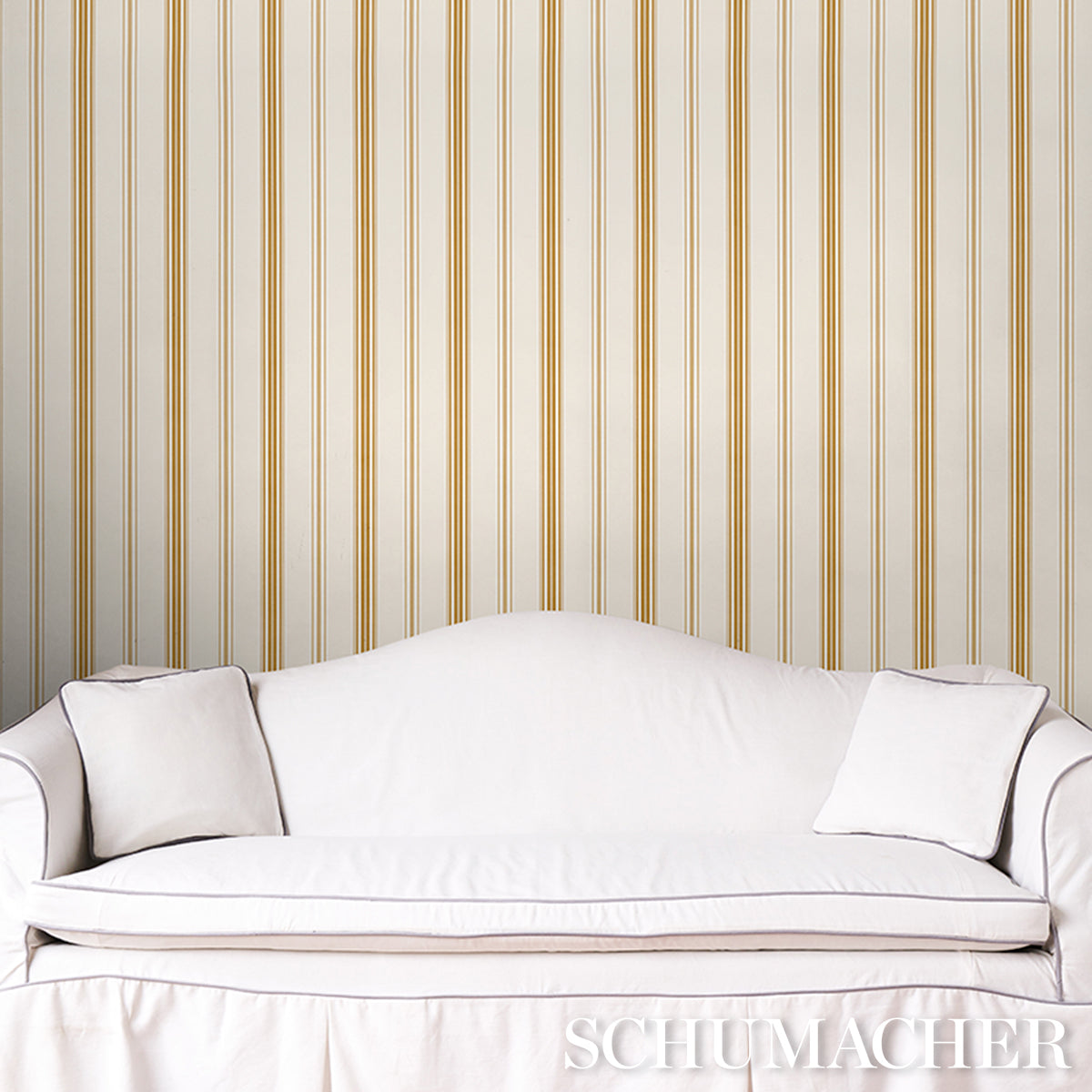 SCHUMACHER STRIPED WALLCOVERINGS COCO STRIPE Marigold - 5018192