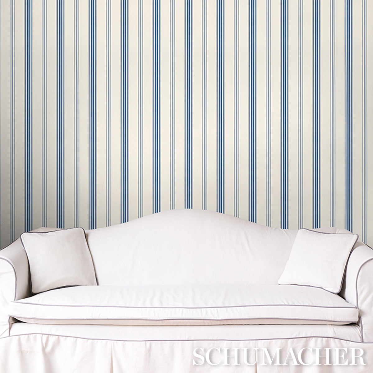 SCHUMACHER STRIPED WALLCOVERINGS COCO STRIPE Indigo - 5018194