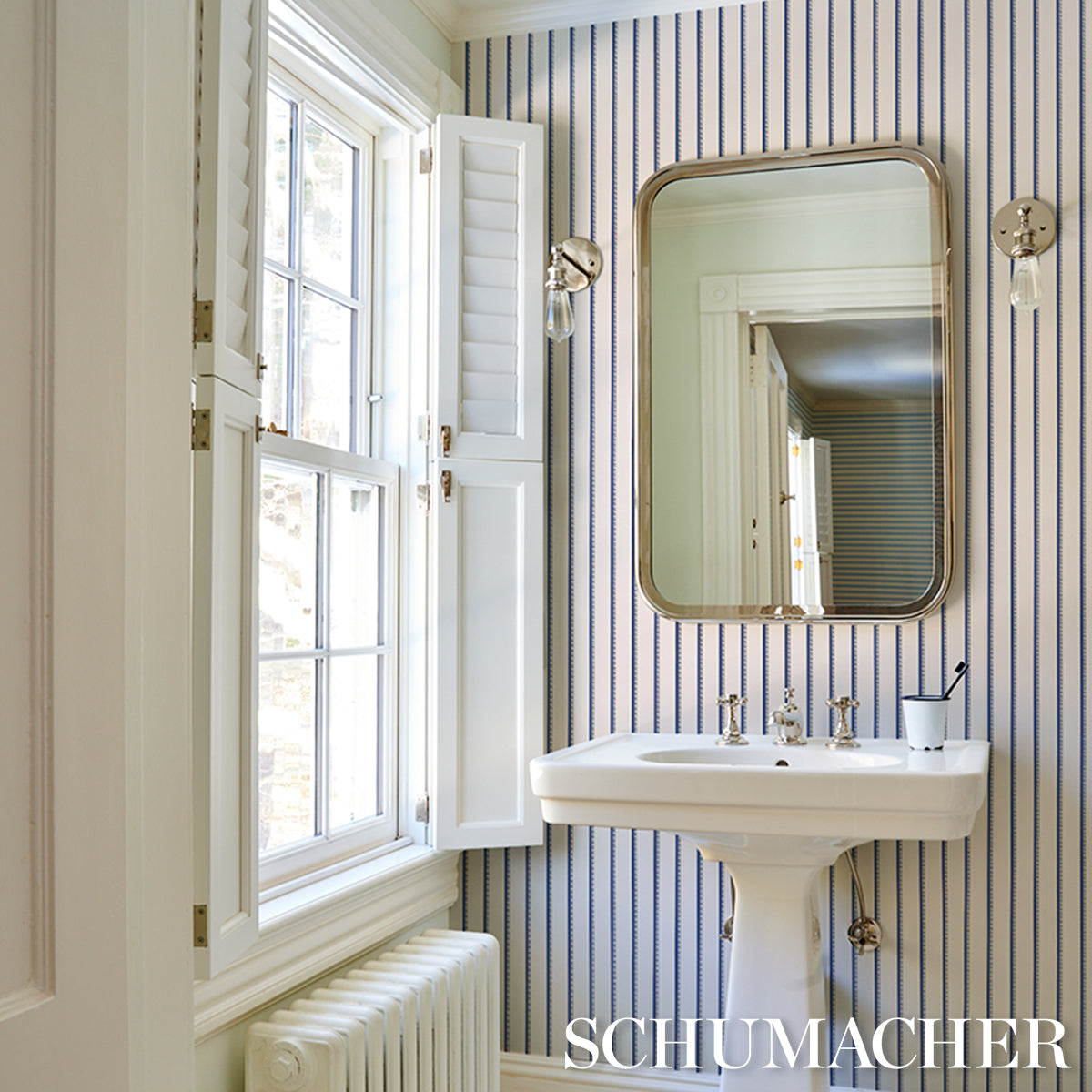 SCHUMACHER STRIPED WALLCOVERINGS TYLA STRIPE Indigo - 5018234