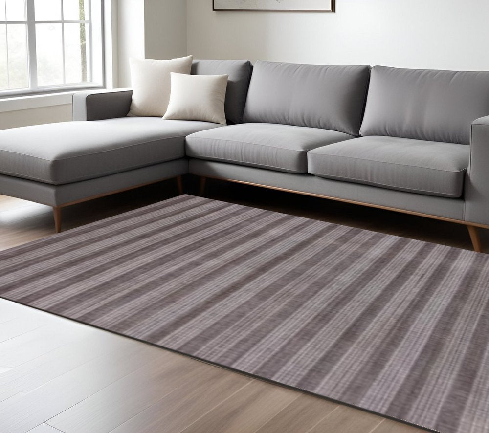 5' X 8' Rust And White Hand Loomed Area Rug