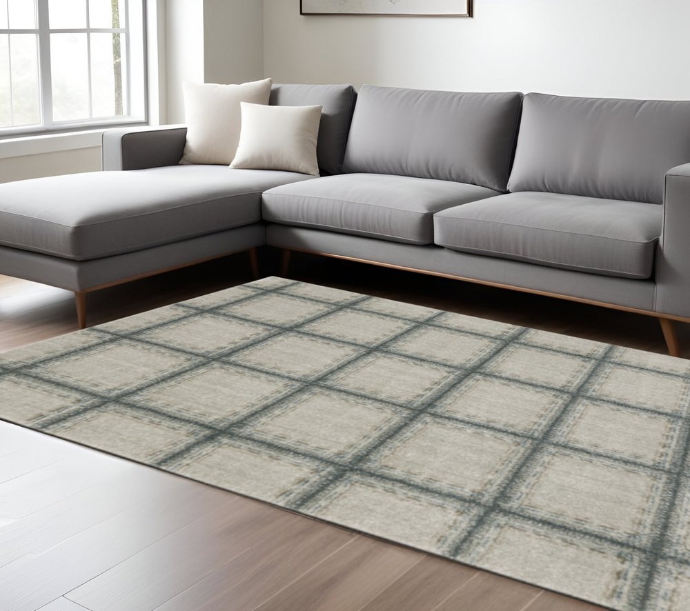 8' X 11' Gray Geometric Power Loom Area Rug