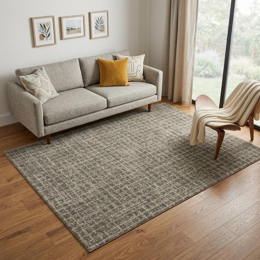 5' X 8' Brown And Beige Geometric Distressed Area Rug