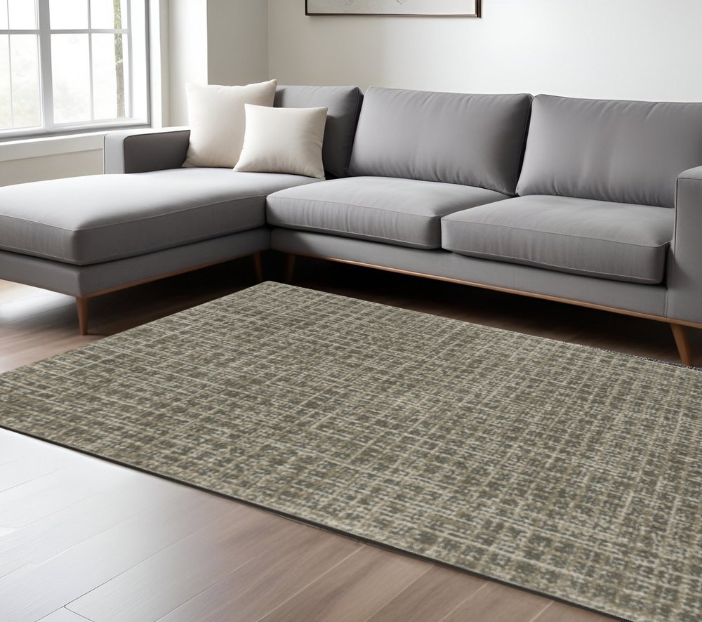 8' X 11' Gray Geometric Power Loom Area Rug