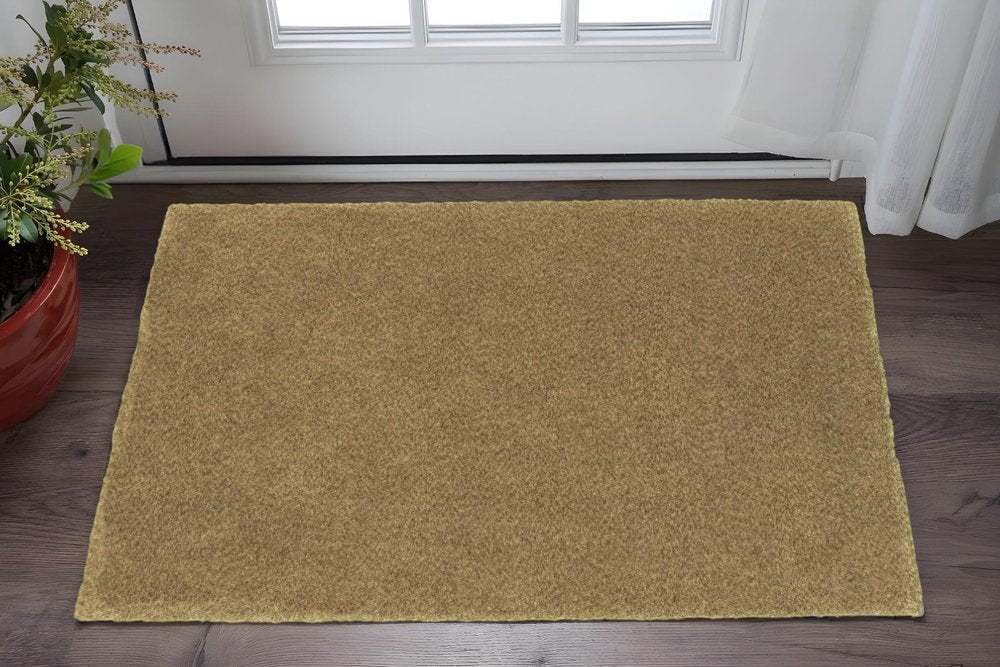 3' X 5' Rich Gold Shag Tufted Handmade Stain Resistant Area Rug