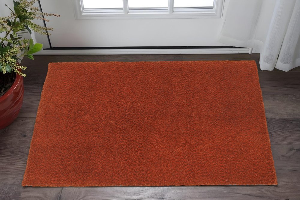 3' X 5' Rust Red Shag Tufted Handmade Stain Resistant Area Rug