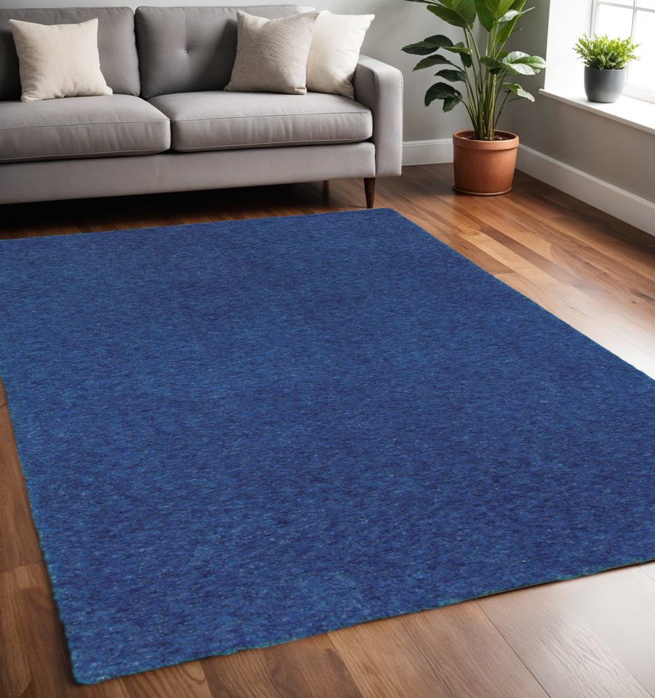 5' X 7' Blue Shag Hand Tufted Area Rug