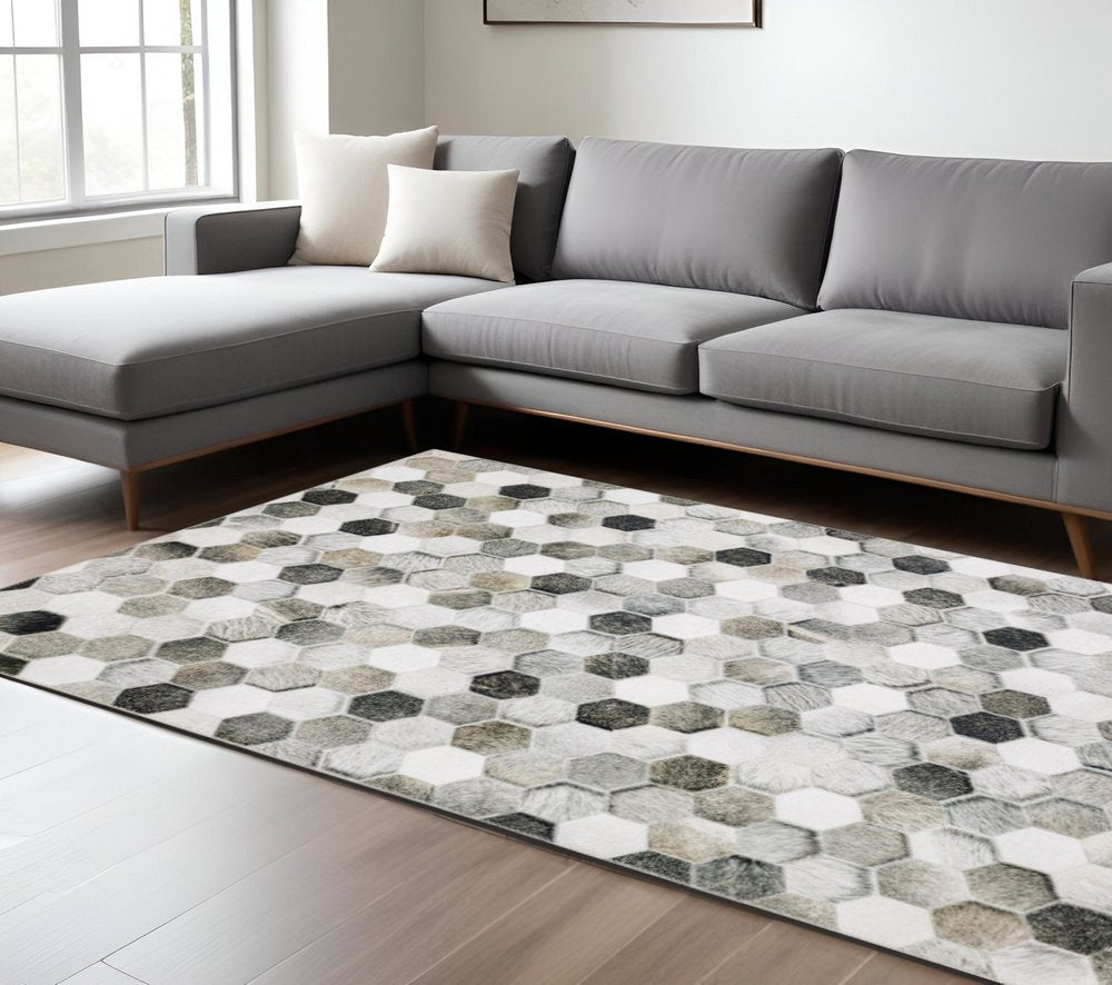 9' X 12' Gray And Charcoal Geometric Area Rug