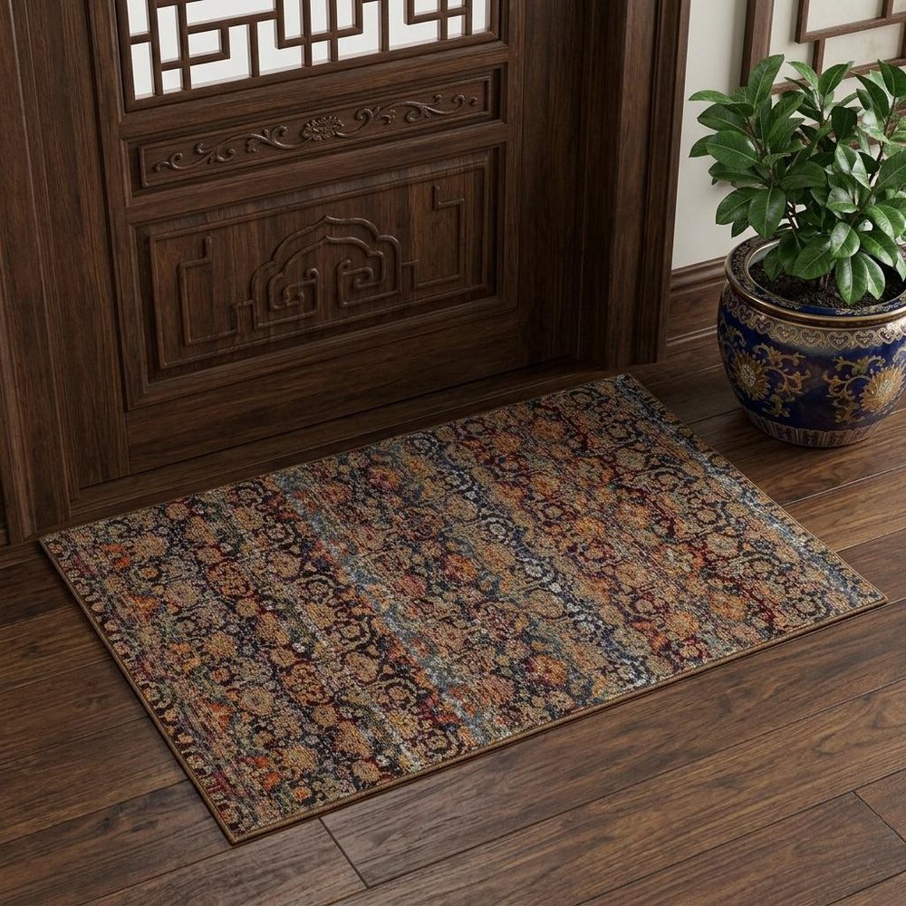 3' X 5' Blue And Ivory Ombre Area Rug