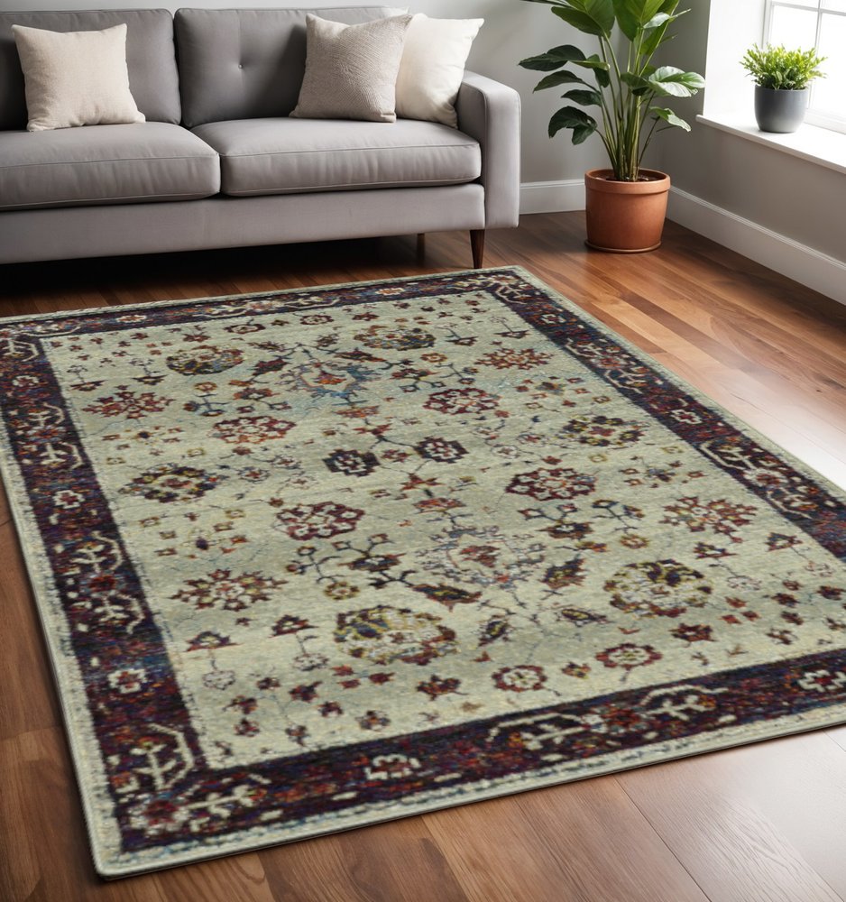 10' X 13' Red and Ivory Oriental Power Loom Area Rug