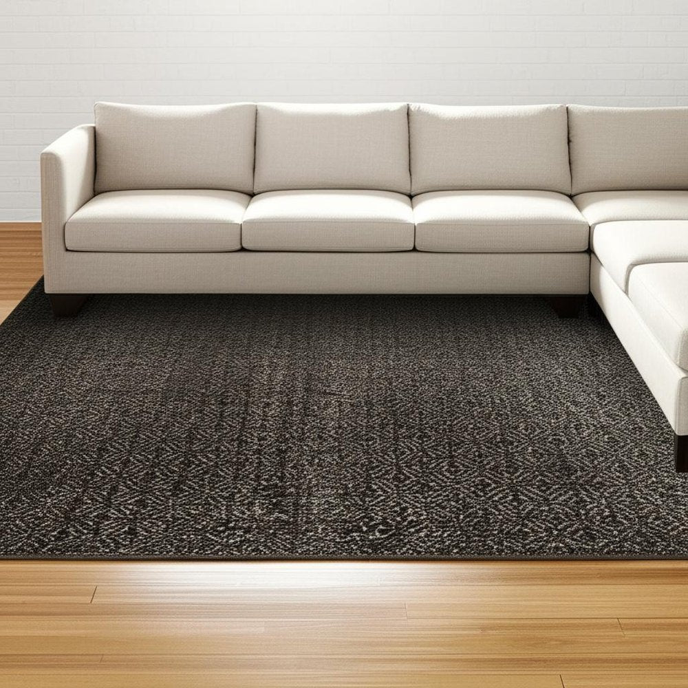7' X 10' Gray Geometric Power Loom Area Rug