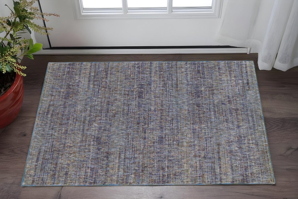 3' X 5' Blue and Ivory Power Loom Area Rug