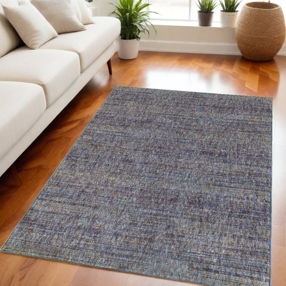 5' X 7' Purple And Gray Distressed Area Rug
