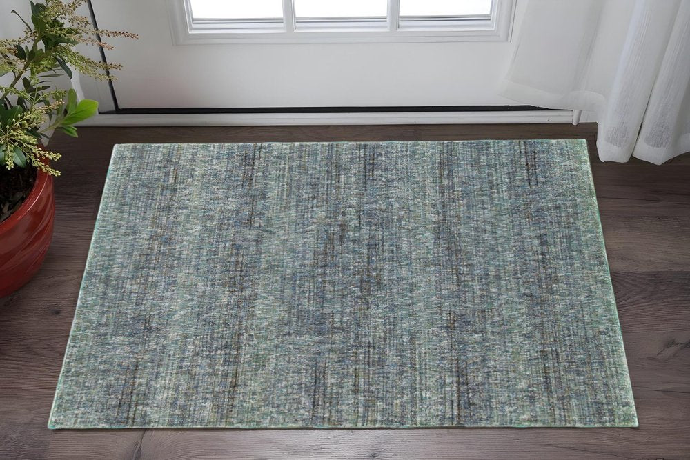 3' X 5' Blue and Gray Power Loom Area Rug