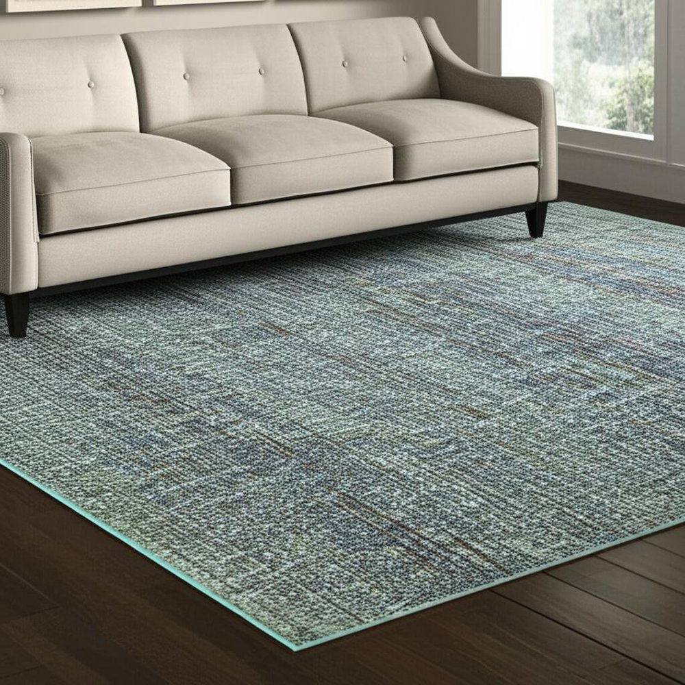 7' X 10' Blue and Gray Power Loom Area Rug