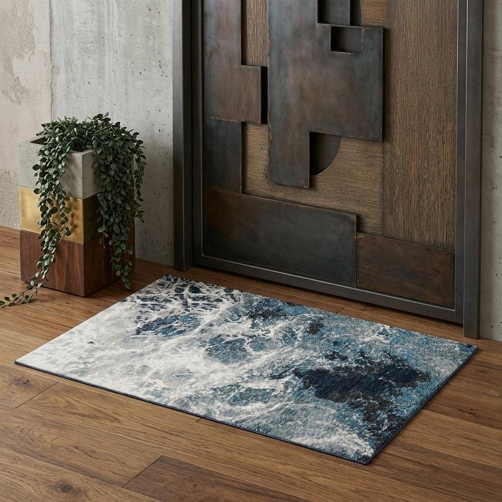 3' X 5' Gray Abstract Power Loom Area Rug